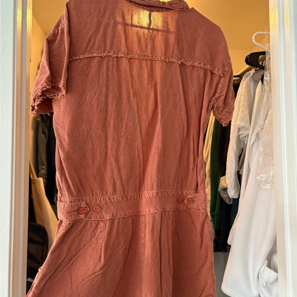 Rust Orange Button-Up Romper - Picture 4 of 9